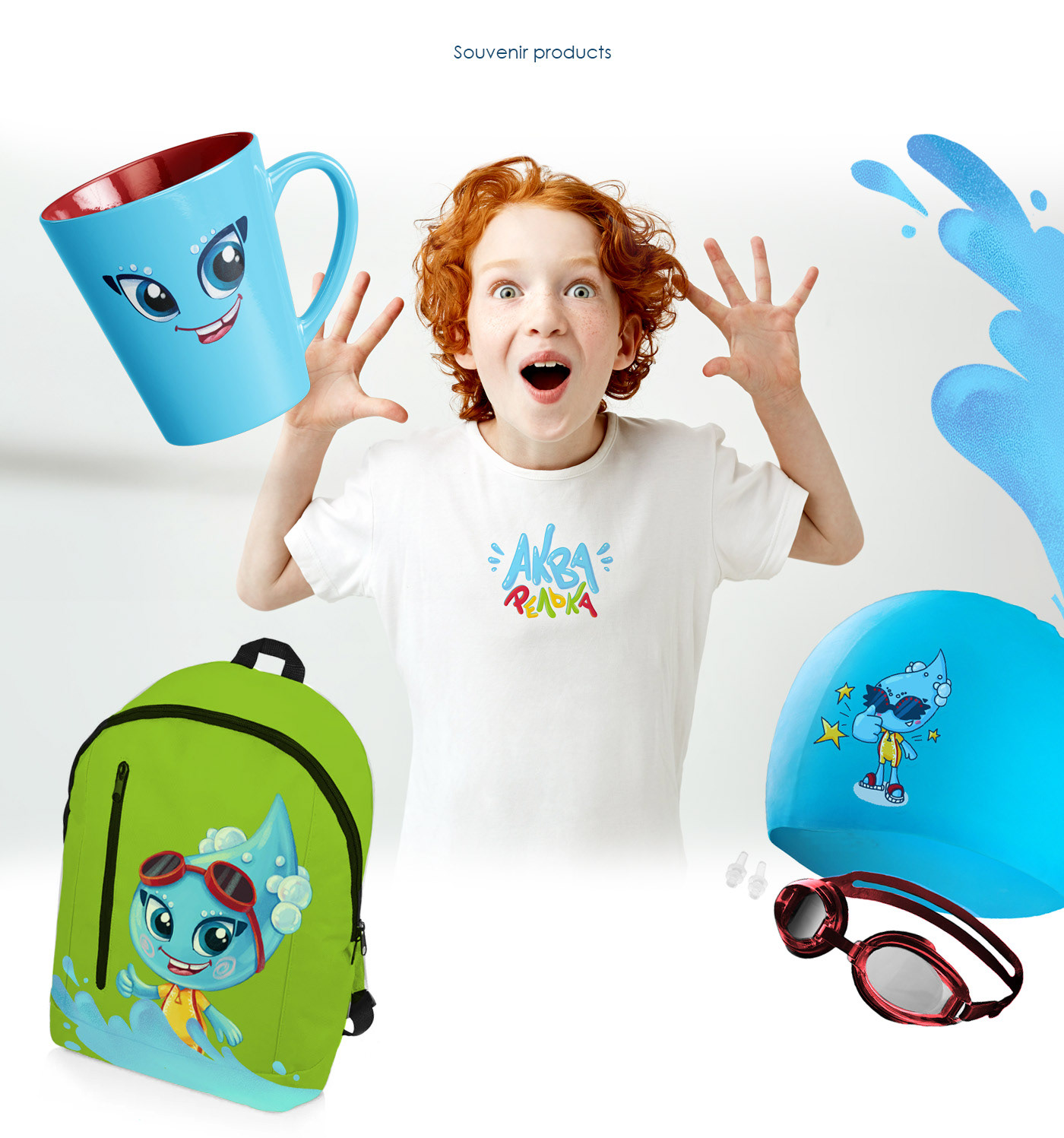 brand Character design  children drop ILLUSTRATION  indentity Mascot Pool swimwear waves