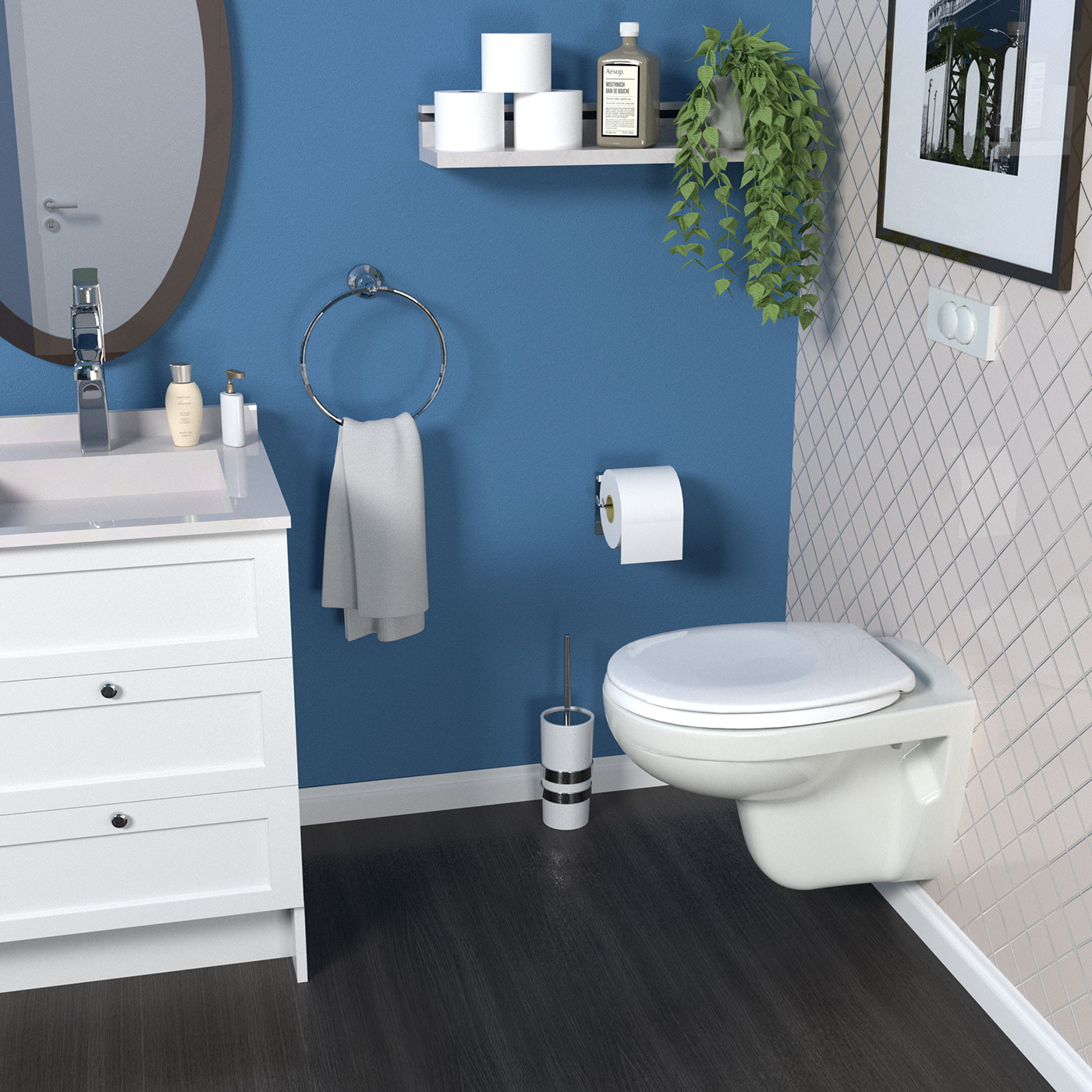 3D bathroom Render rendering toilet seat toilet seats