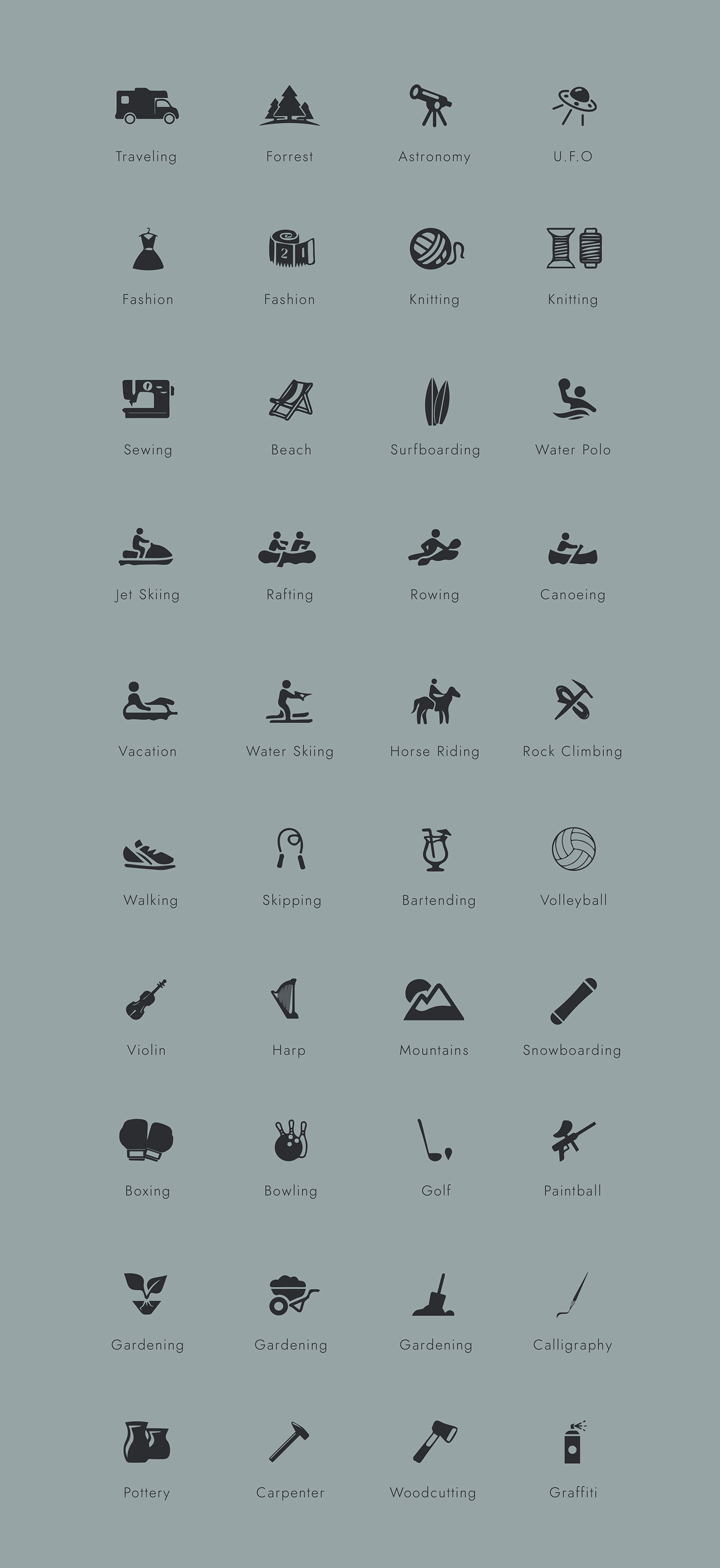 icons free freebie Collection icon set icon collection vector Unique tibor brink HOBBIES Resume interests pictograms free download