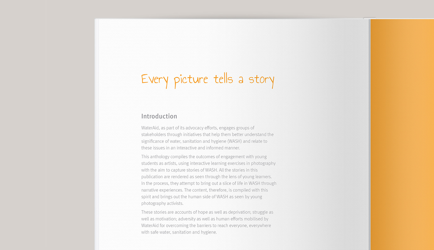 wateraid photo book Layout book illustrations report design brochure wash Stories
