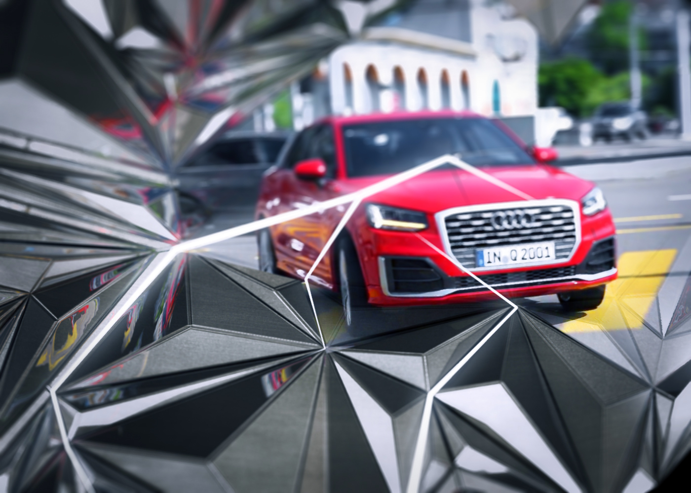 projection mapping motion design 3d Mapping light show ice Audi car logo winter cold