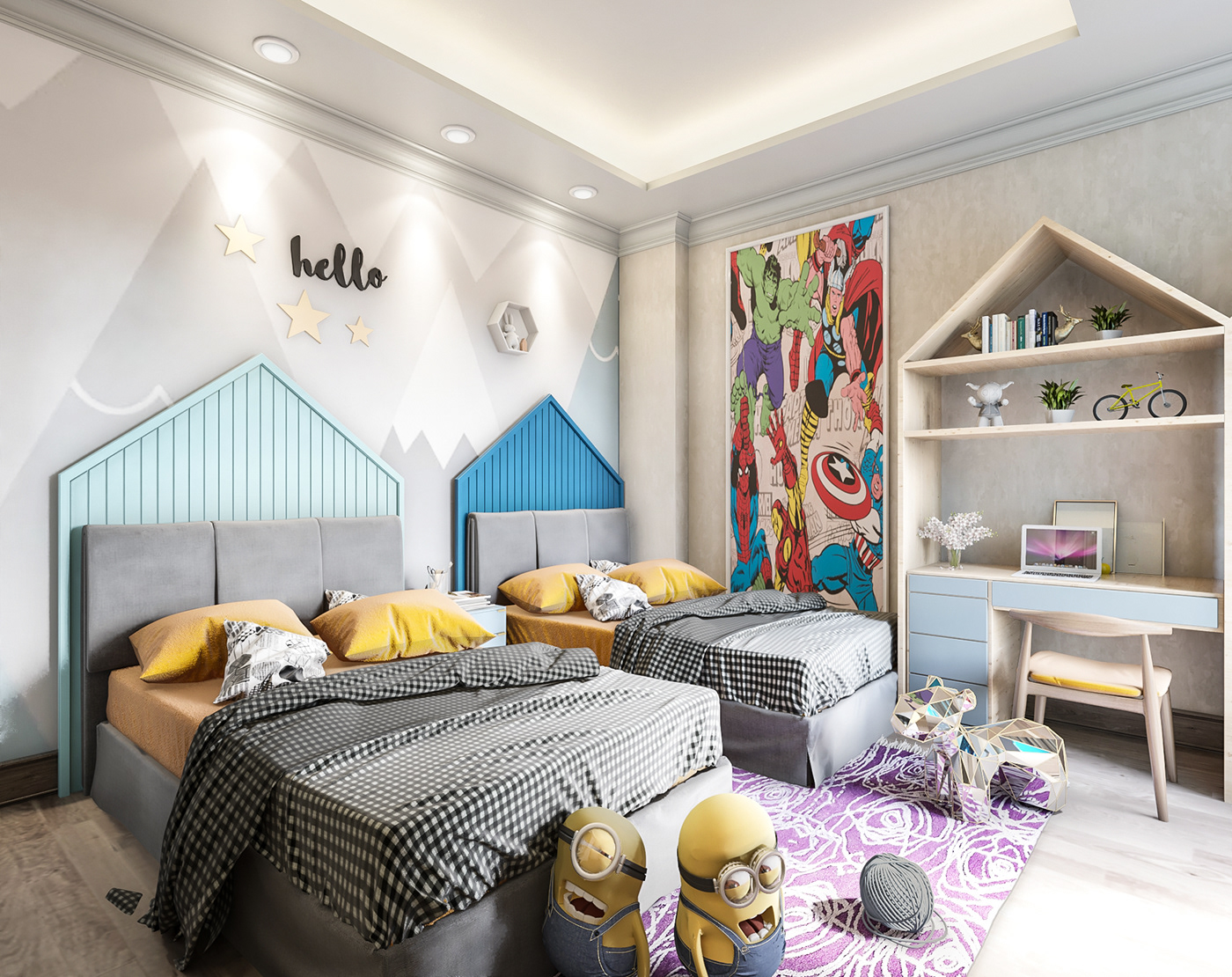 architecture interior design  kids bedroom modern visualization