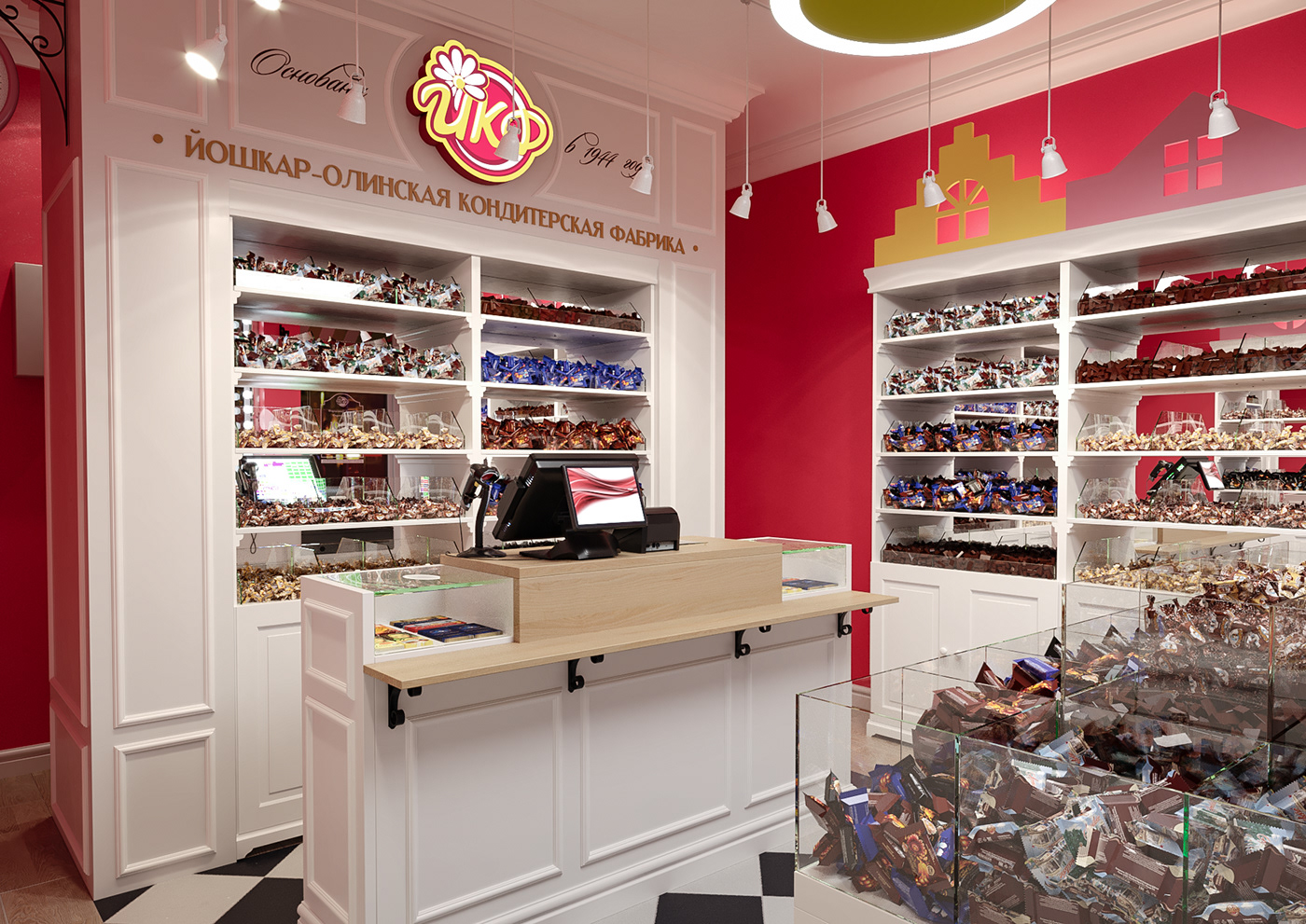 3D Candy Candy shop Interior interior design  market Render visualization магазин ритейл