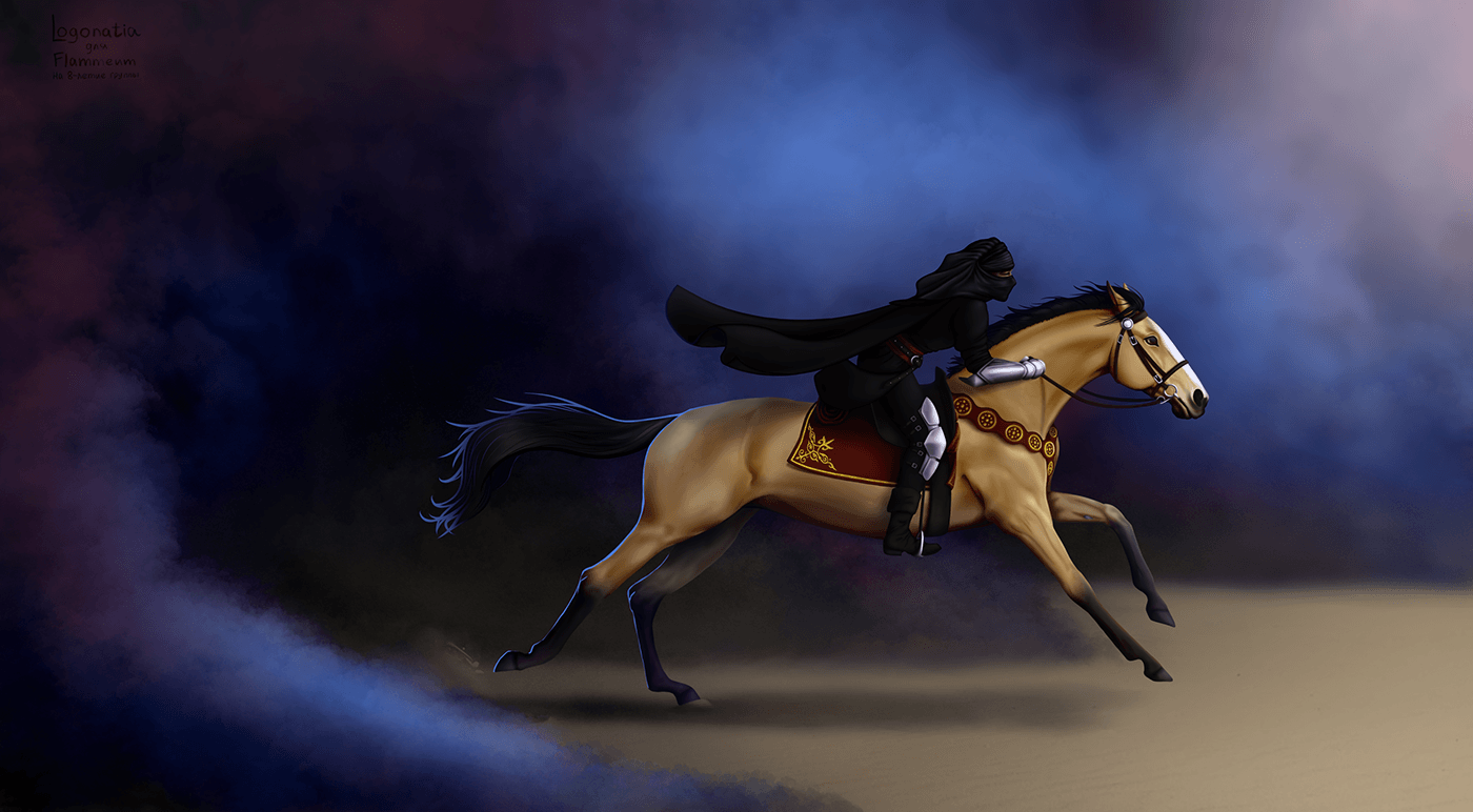 art digital illustration horse animal Horseman background desert ILLUSTRATION  Digital Art  Drawing 