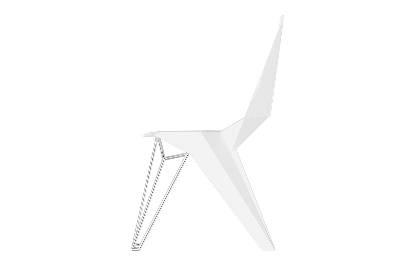 chair origami  plastic steel leg interior chair  polygon design colours stealth