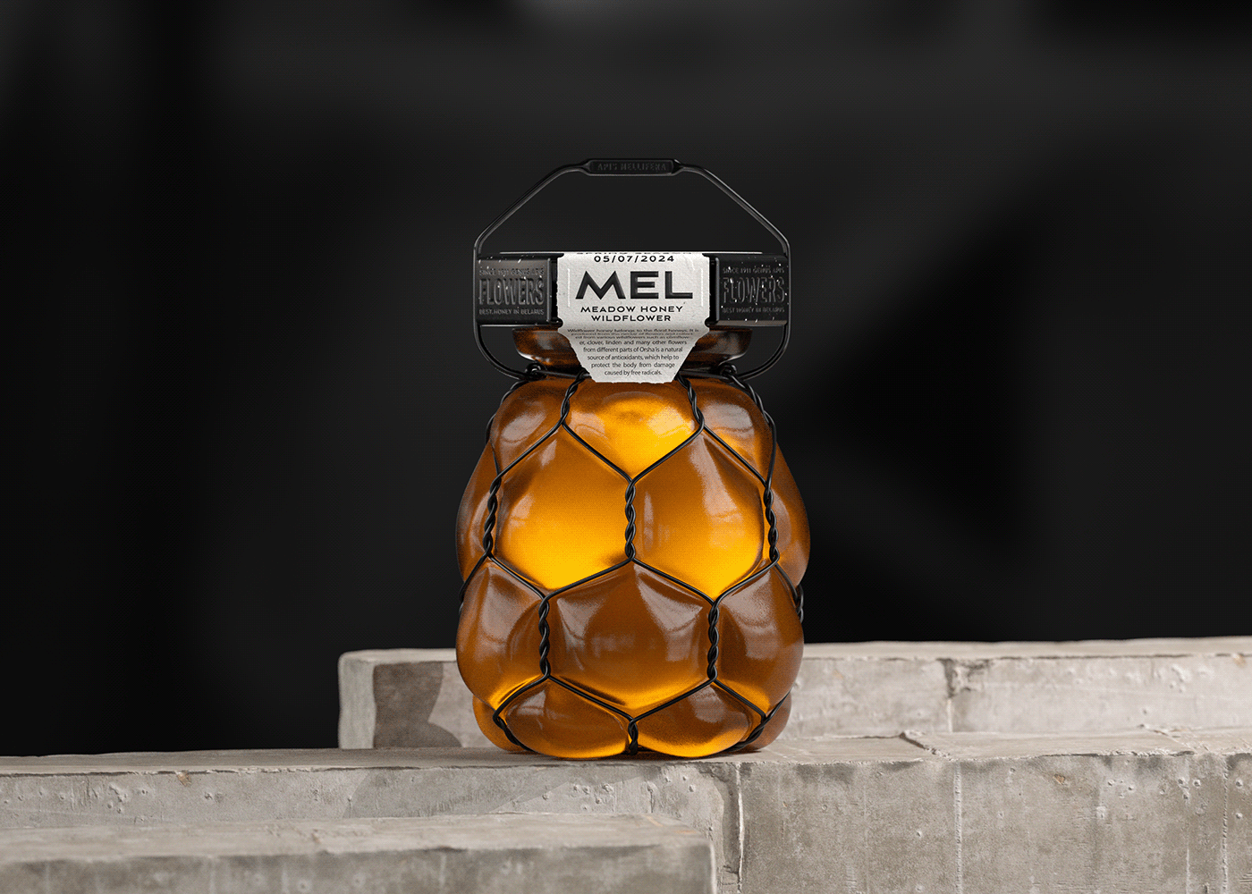 honey Packaging Graphic Designer glass octane c4d bolimond bottle brand identity visual