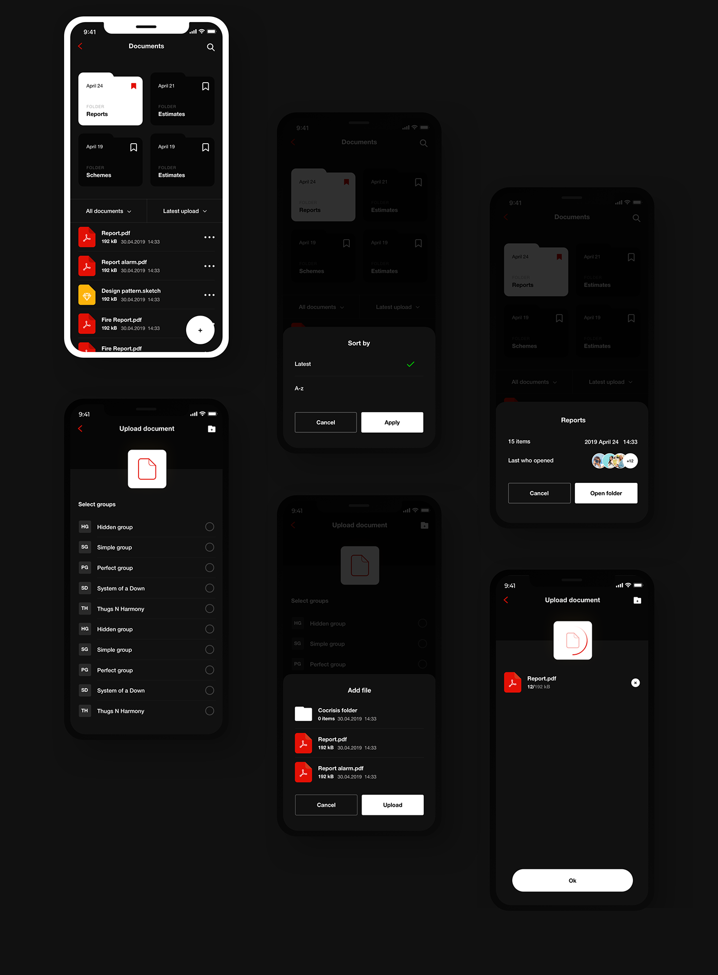 app UI ux mobile concept clean Interface ios dark messenger