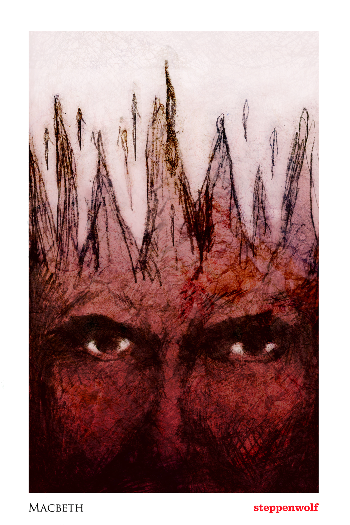 Theatre poster Macbeth red texture portrait