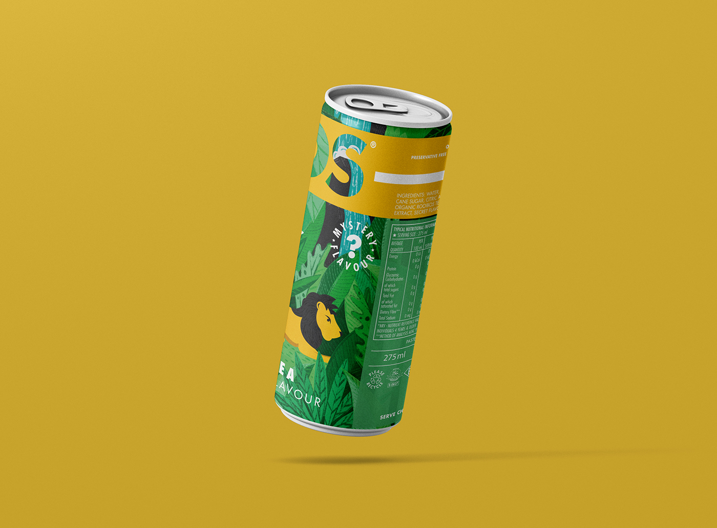Ps25Under25 jungle africa plants leaves bos bos ice tea Competition design a can packaging design can lion monkey