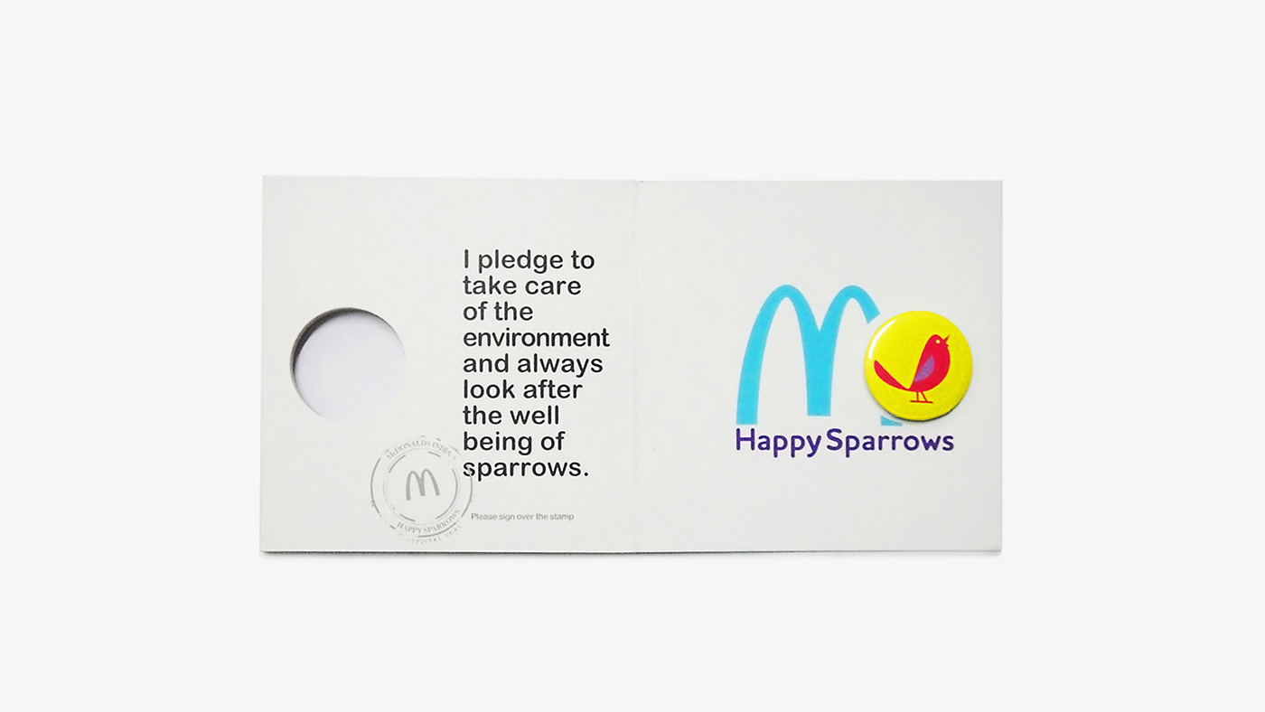 McDonalds happy sparrow happymeal house badge Diecut instruction manuel book