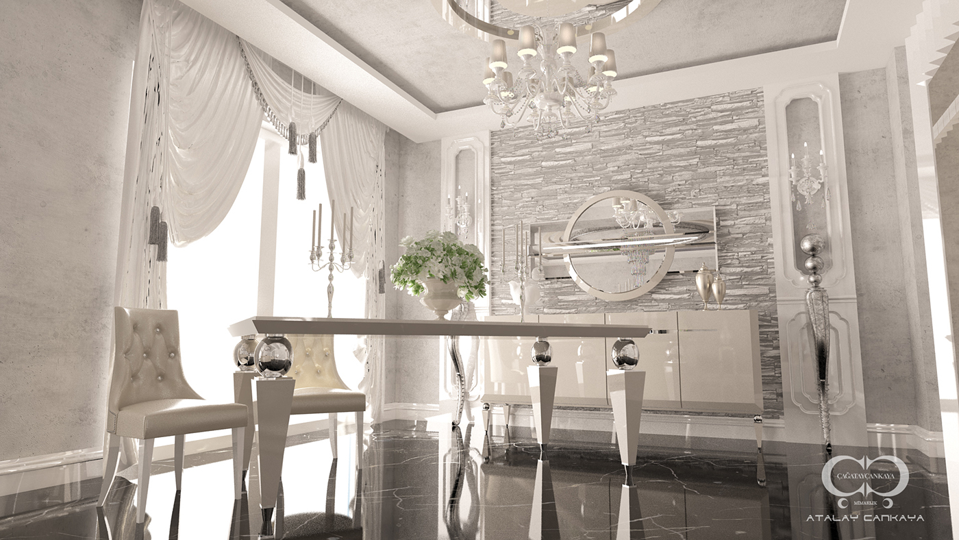avangarde furniture Interior Classic Style design salon bedroom Elite house Render 3D 3d max vray CGI