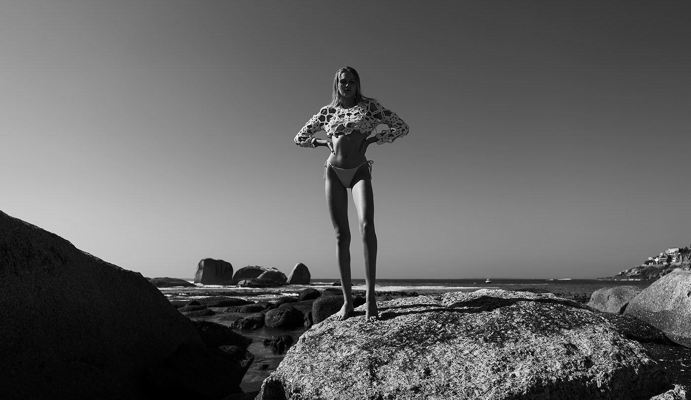 beach BEACHWEAR bikini blackandwhite blonde model cape town fashion editorial mermaid Ocean south africa
