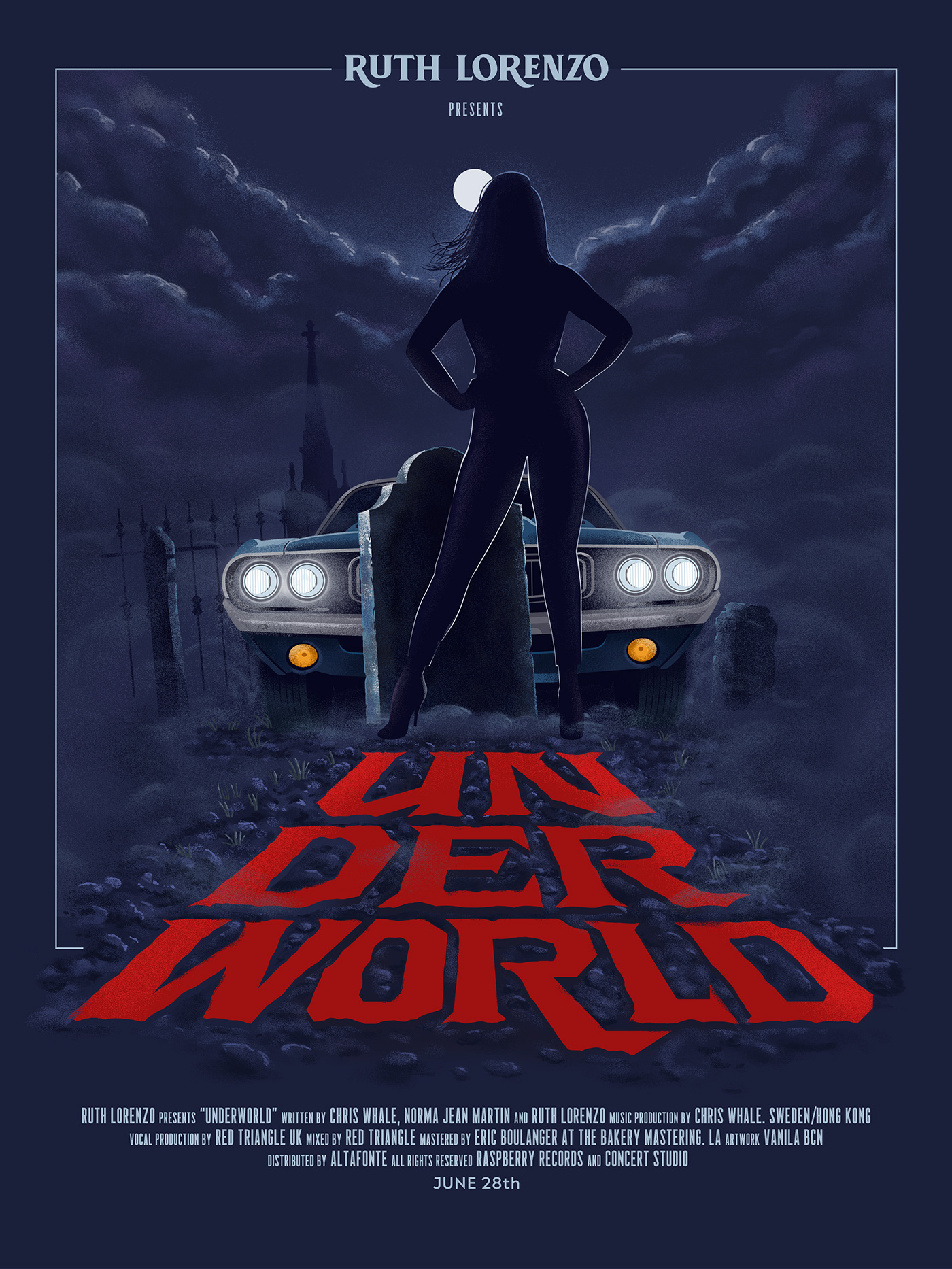music grave underworld poster bmovie 80's 70's car Singer rock