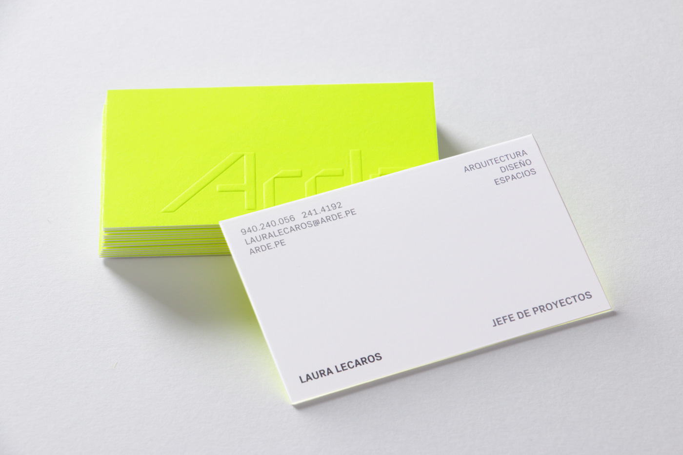 business card fluor graphic identities interiorism design neon minimal IS Creative Studio arde