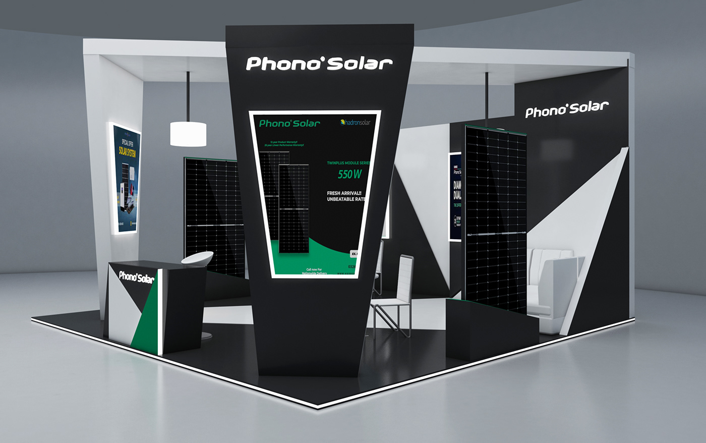 3ds max architecture Render expo Exhibition  Stand brand identity Solar energy Renders 3D
