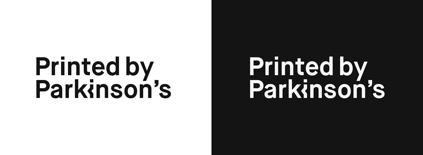 Logotype and branding design for the Printed by Parkinson's project.