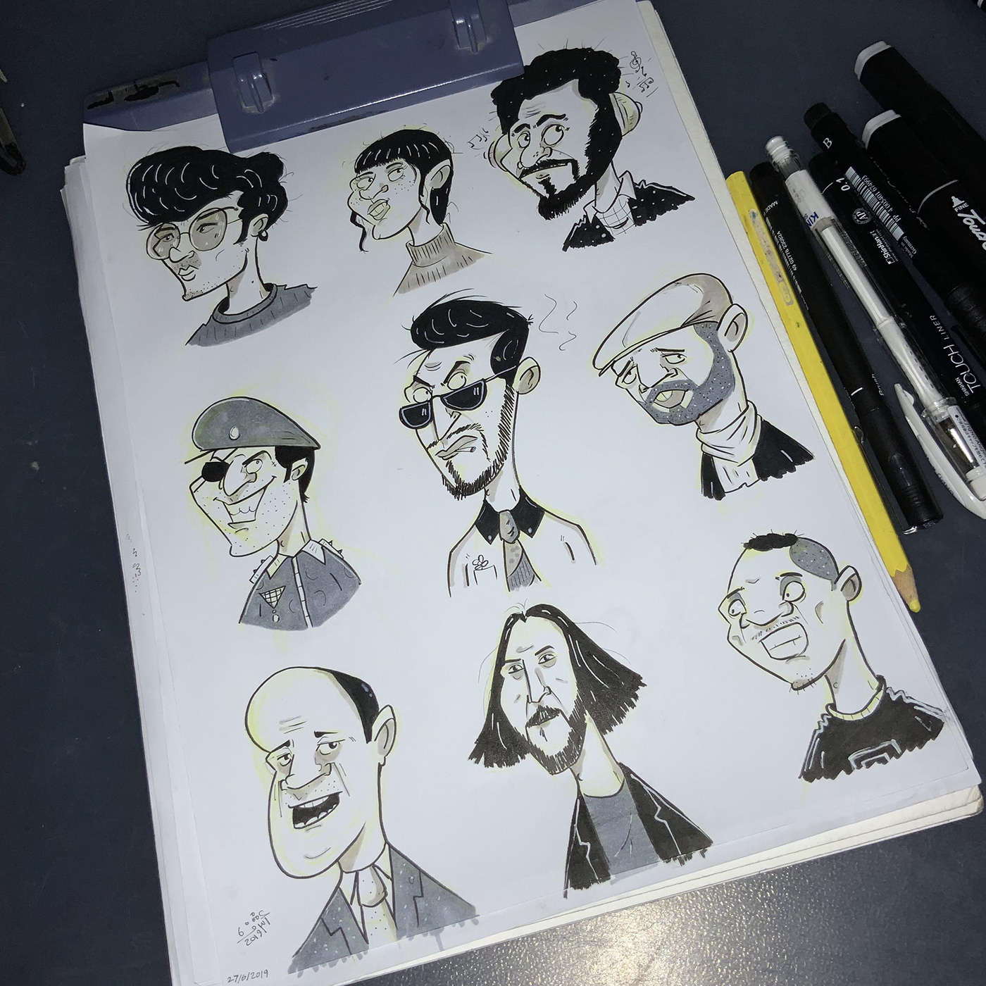 cartoon art Cartooning  challenge Drawing  caricature   characters heads inking