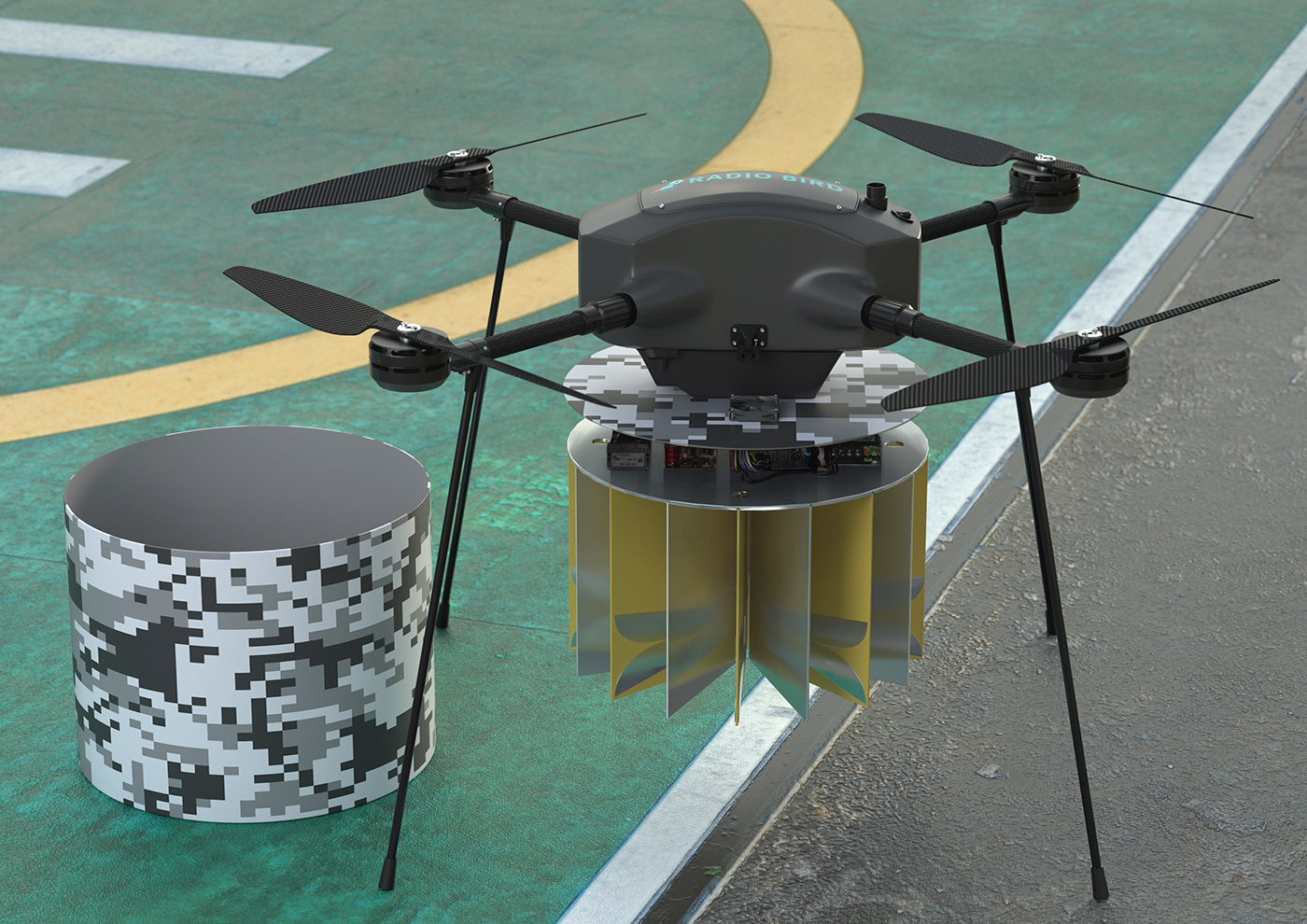 Aircraft drone quadcopter concept industrial design  3d modeling visualization vray 3ds max Military