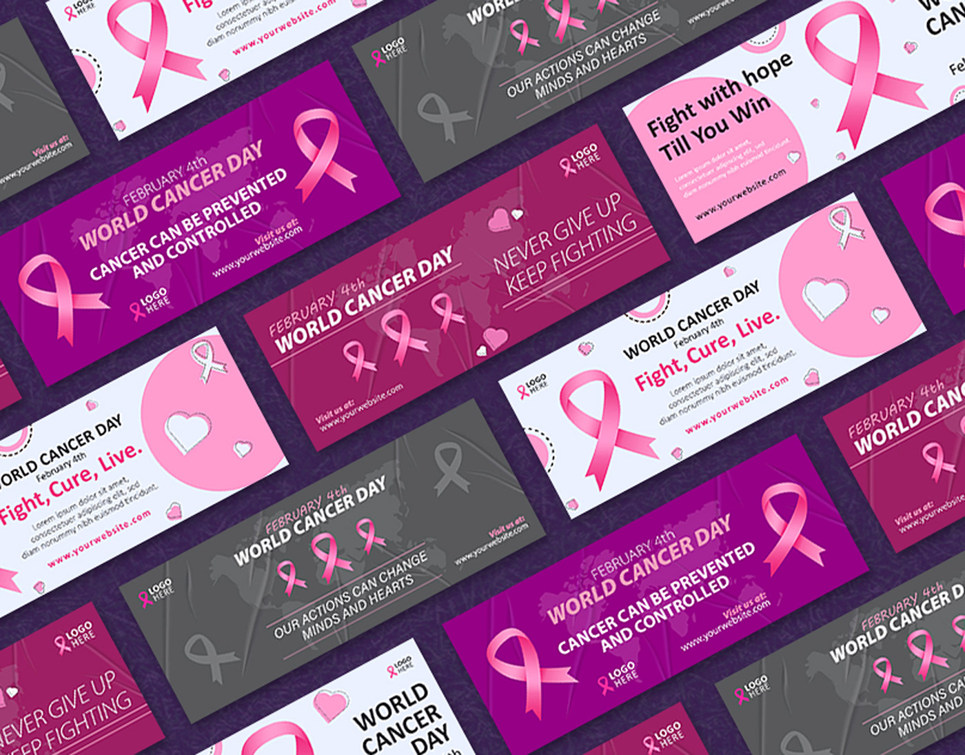 cancer awareness month facebook cover and web banner design