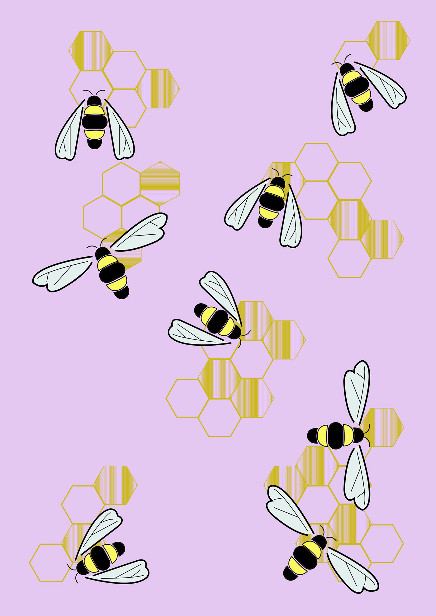 art bee illust ILLUSTRATION  pattern wallpaper