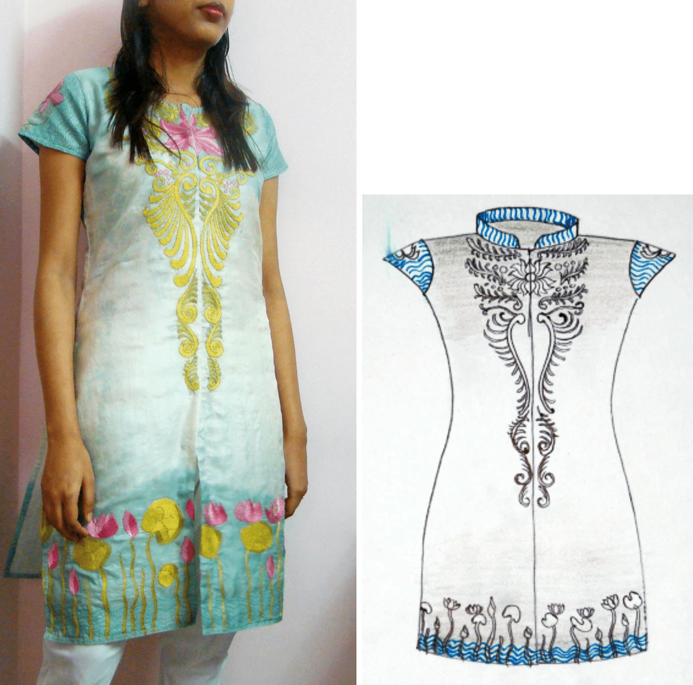 applique batik embossed hand embroidery Kantha Stitch