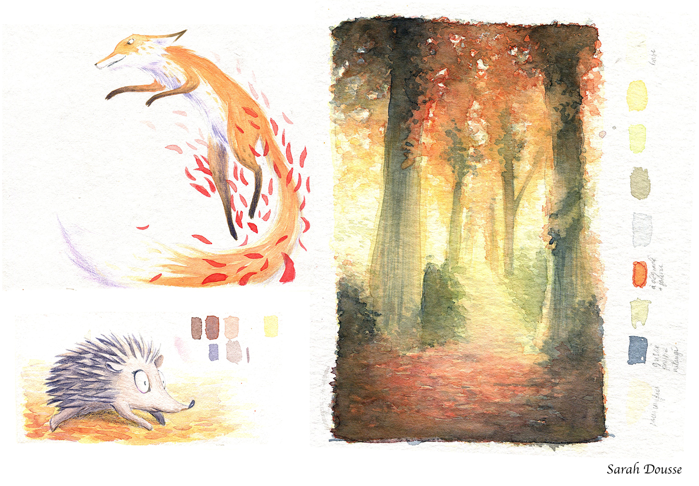 FOX Hedgehog forest autumn irish tale