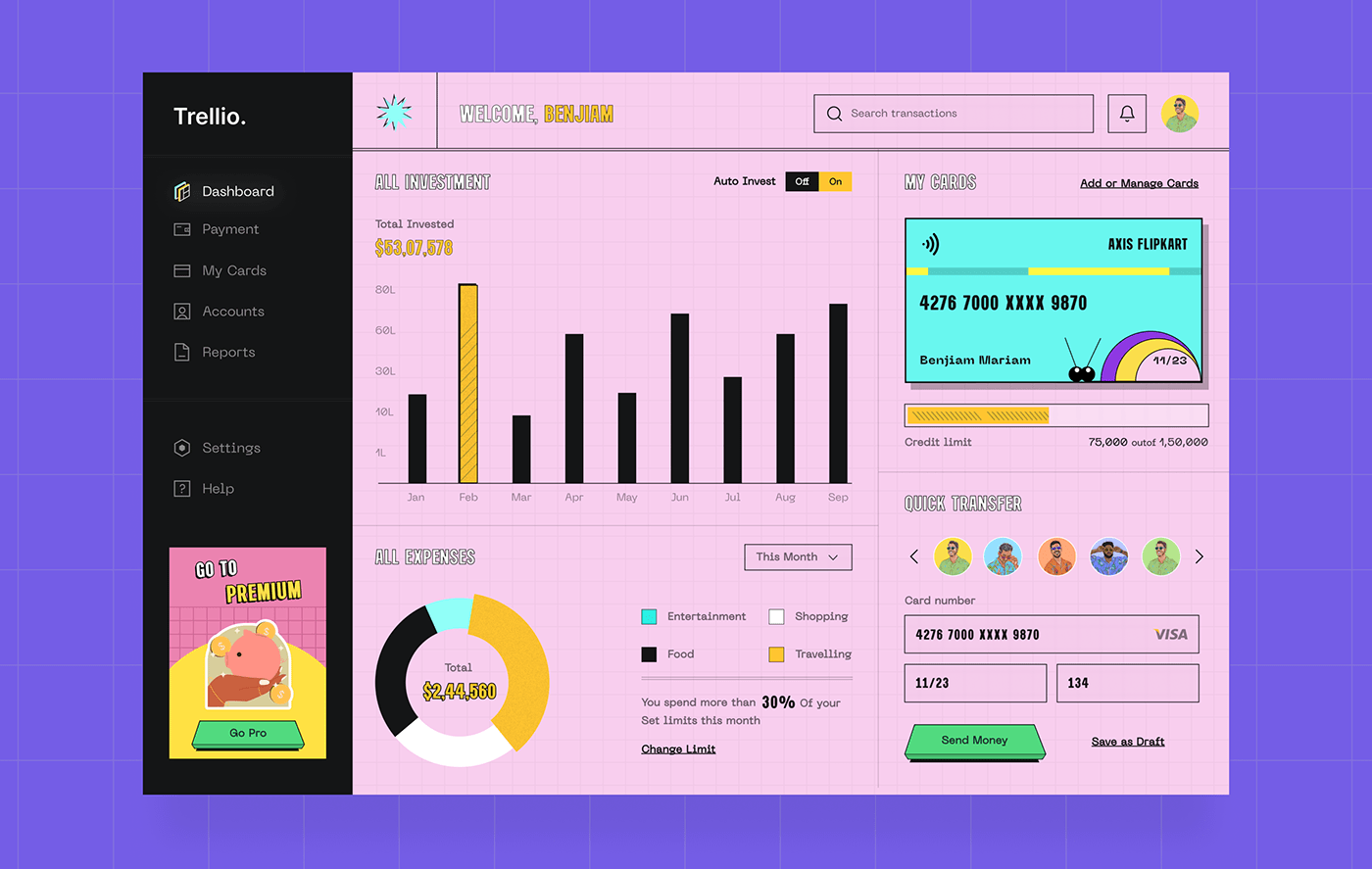 app creative dashboard design finance minimal photoshop Retro uiux Webdesign