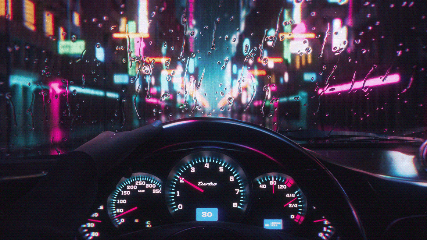 80s car city Cyberpunk neon retrowave sci-fi Synthwave vaporwave nft