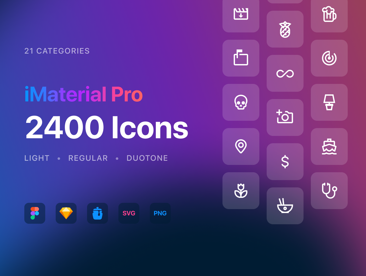 21 categories Duotone Figma Icon ios light material design regular iconjar sketch