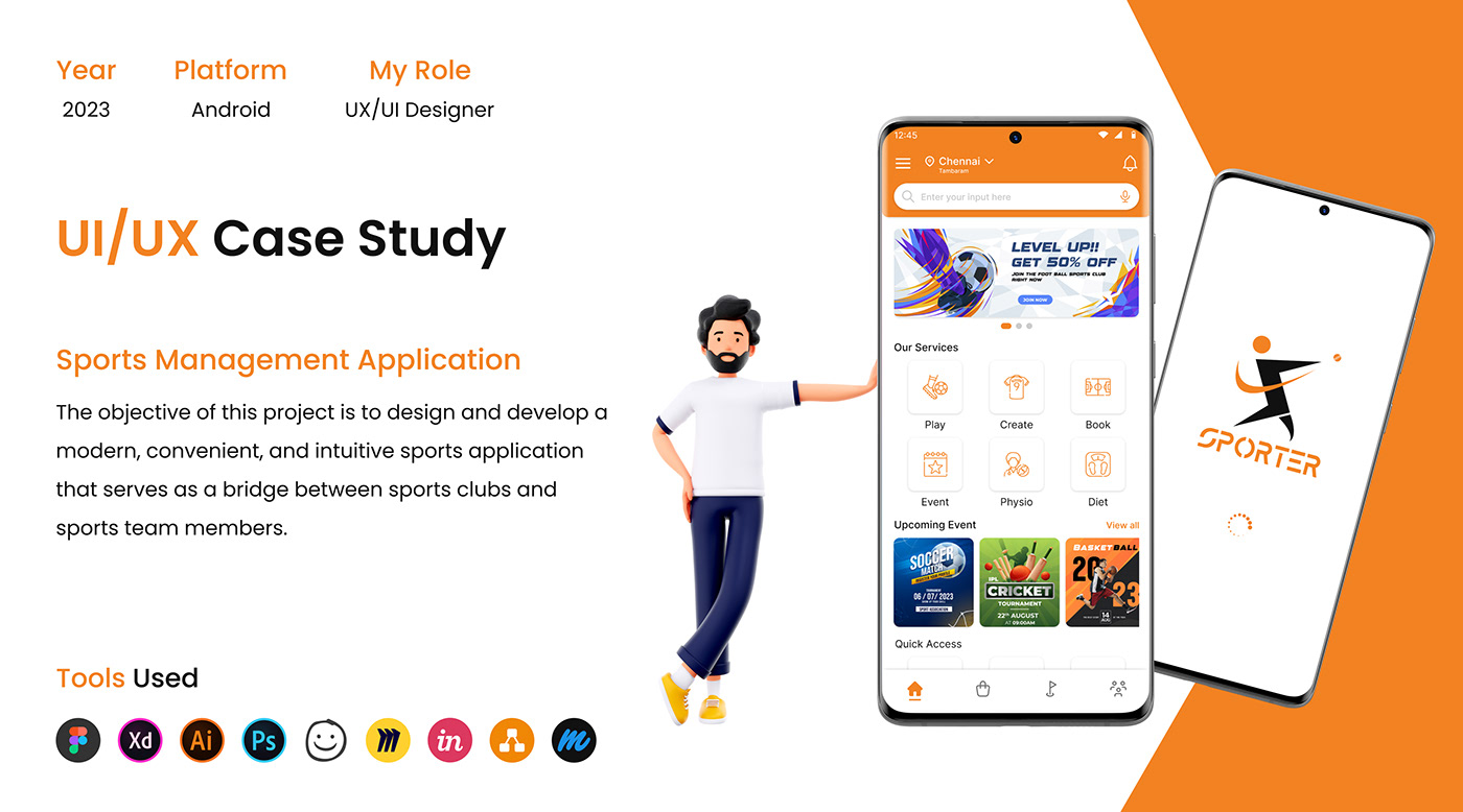 UxUIdesign uxuicasestudy sports sporter UI/UX Figma Mobile app application Android App portfolio
