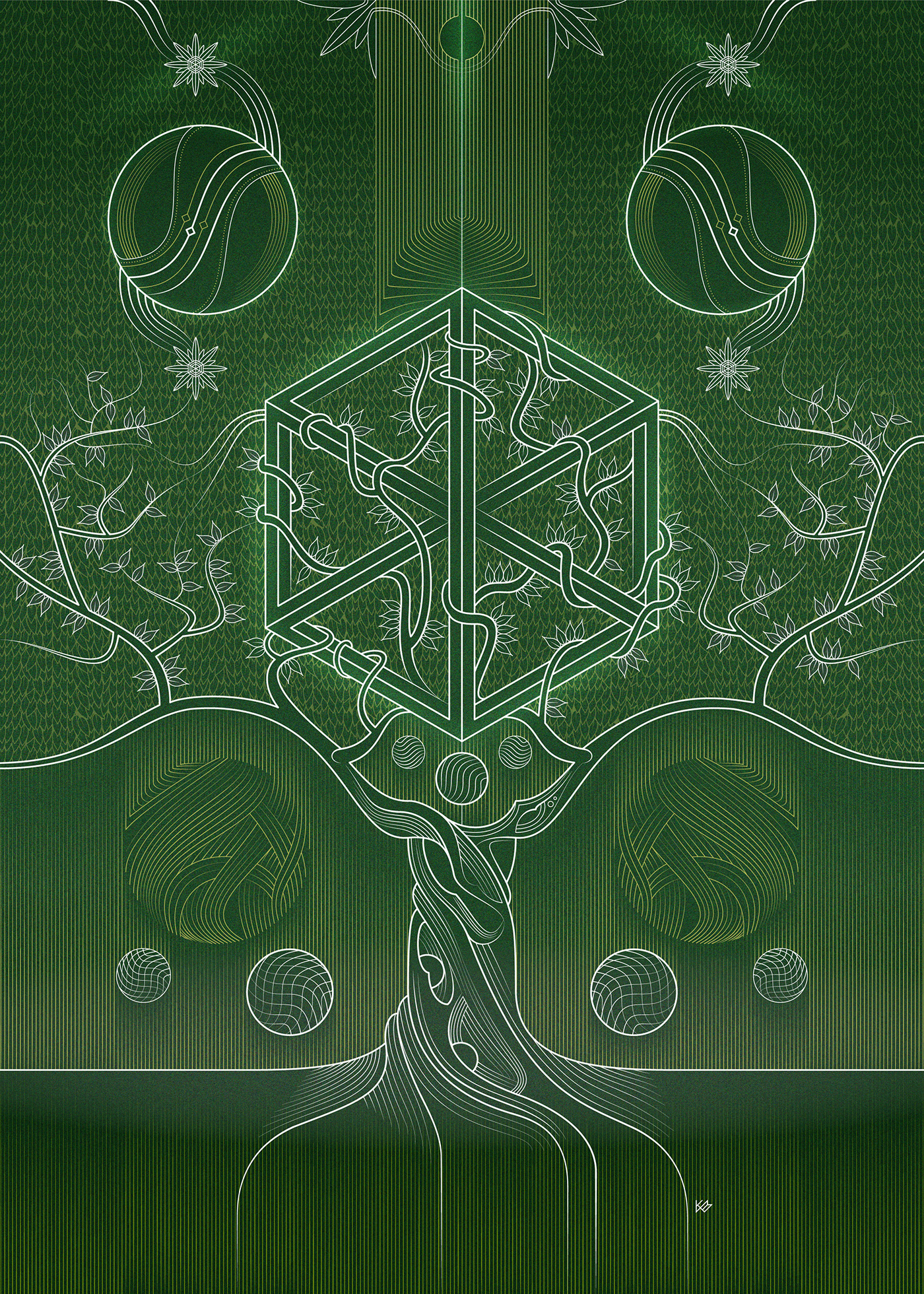 geometric psychedelic fantasy Nature meditation green Flowers garden spiritual dream