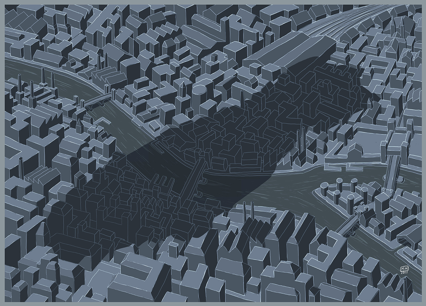 city ILLUSTRATION  Digital Art  Isometric Urban War Cities