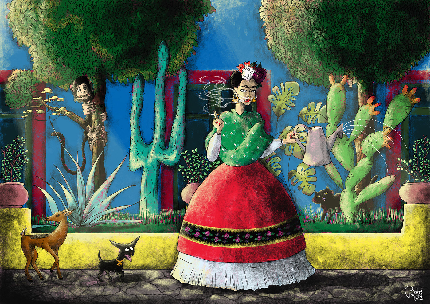 #fridakahlo  #casaazul #Mexico   #garden #Chihuahua #artist  #animal #love #vogue  #illustration