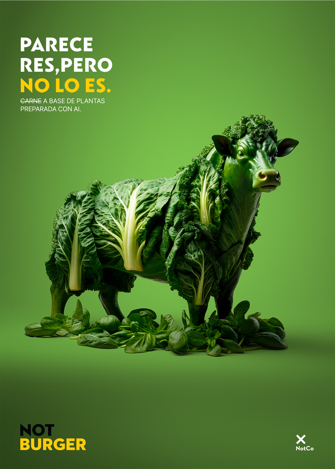 advertising poster for the company NotCo, product advertising campaign, Notco buger.