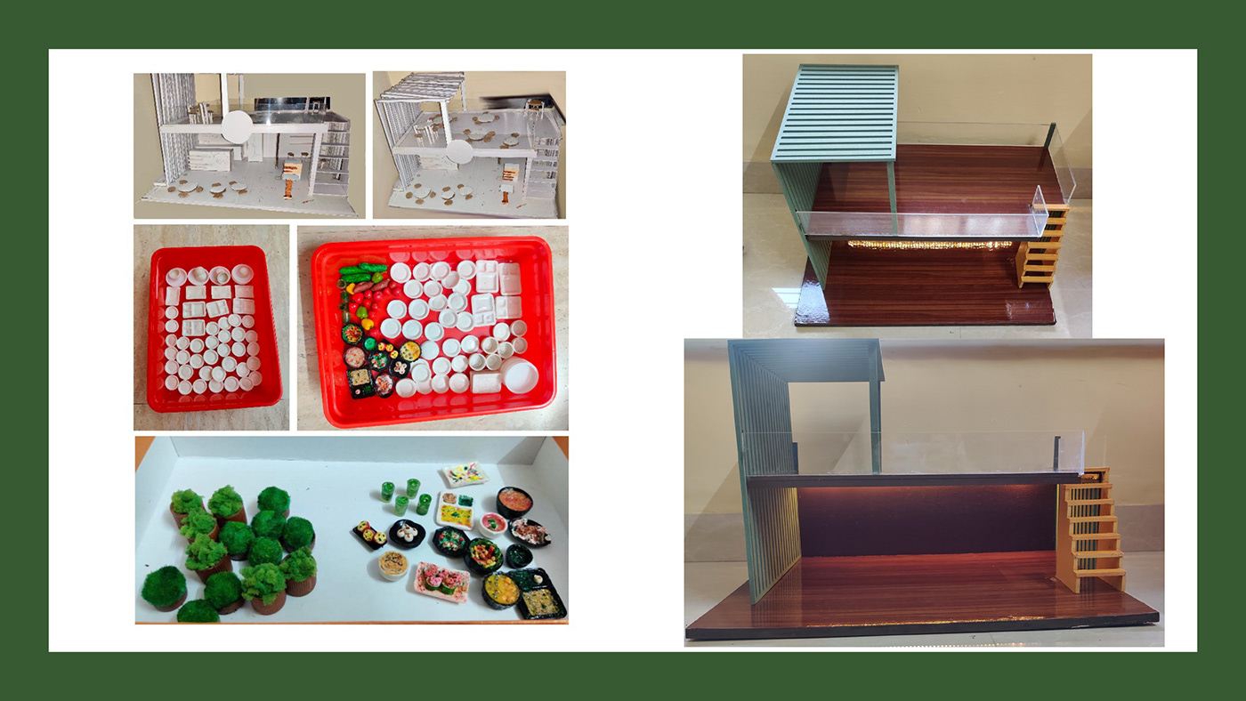 Stall Design 3D scale set design  scenography props display design miniature model Model Making Restaurant redesign