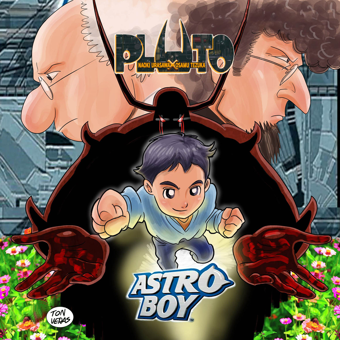 Astroboy Pluto anime style fanart cartoon digital illustration Manga Style Digital Art  anime art robots