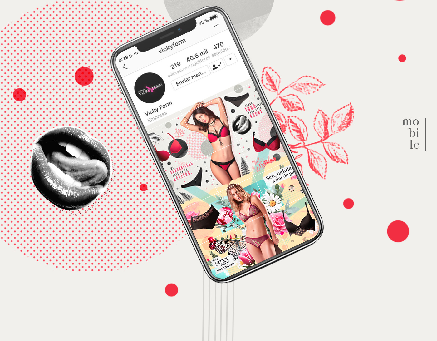 collage instagram sexy animation  girl dots