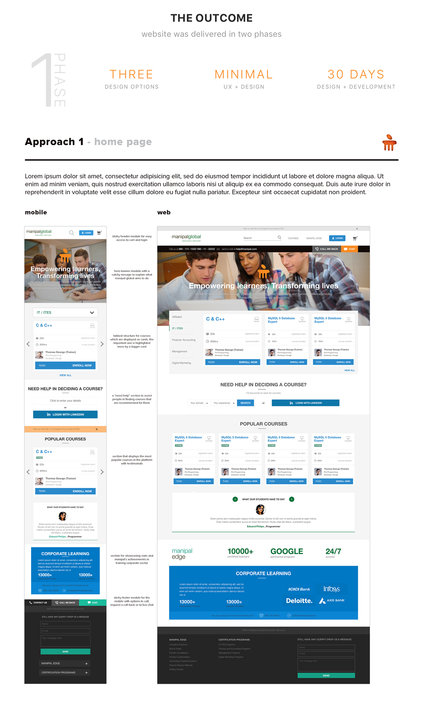 manipal University redesign Website design UI ux research bangalore India Education portal online learning