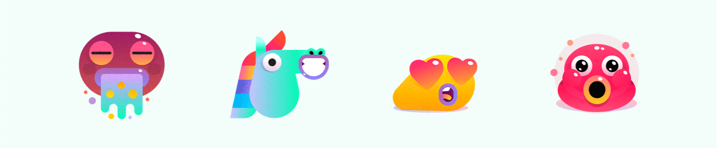 gummy monsters stickers stickerplace Emoji ios rainbow