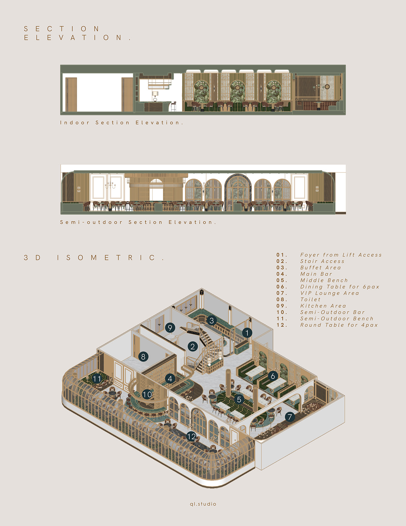 restaurant interior design  architecture visualization 3ds max corona Render 3D design