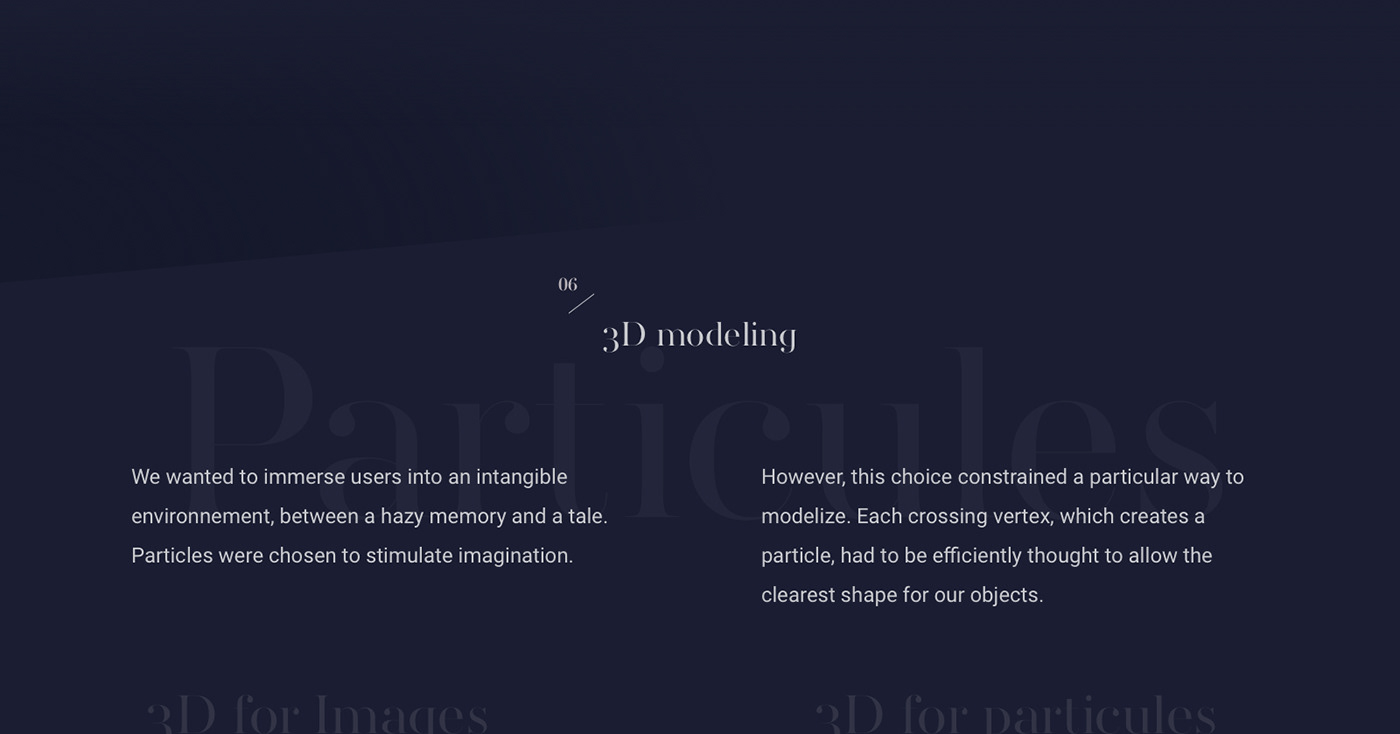 webgl 3D particle UI Interface immersive Experience black Website ux