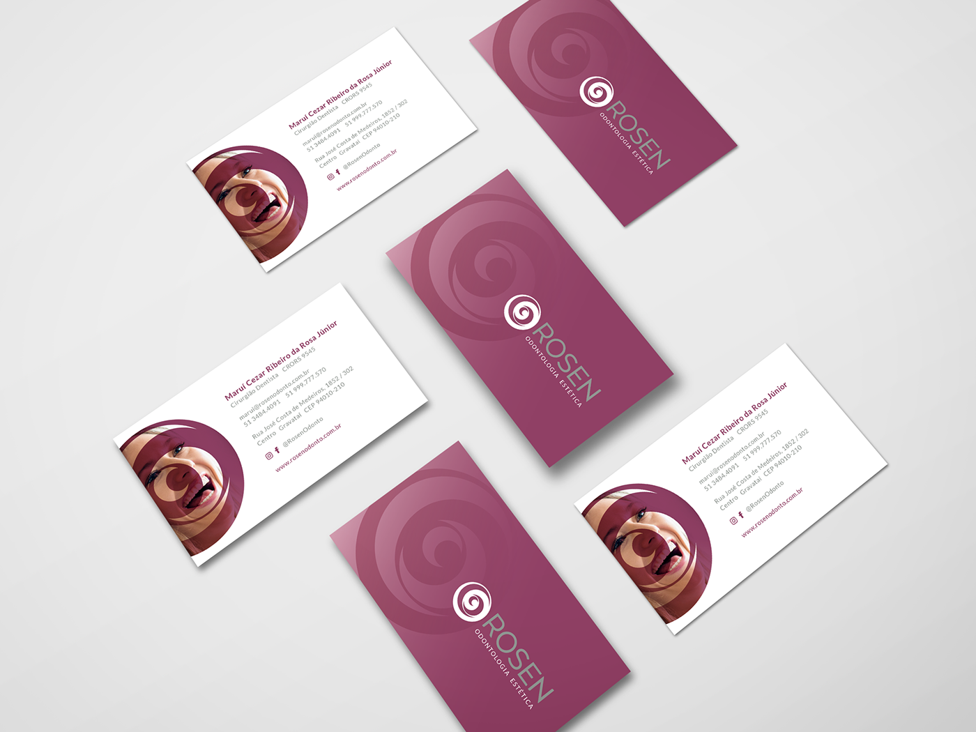 rosa rose rosen Odontologia estética purple business card smile visual dentist