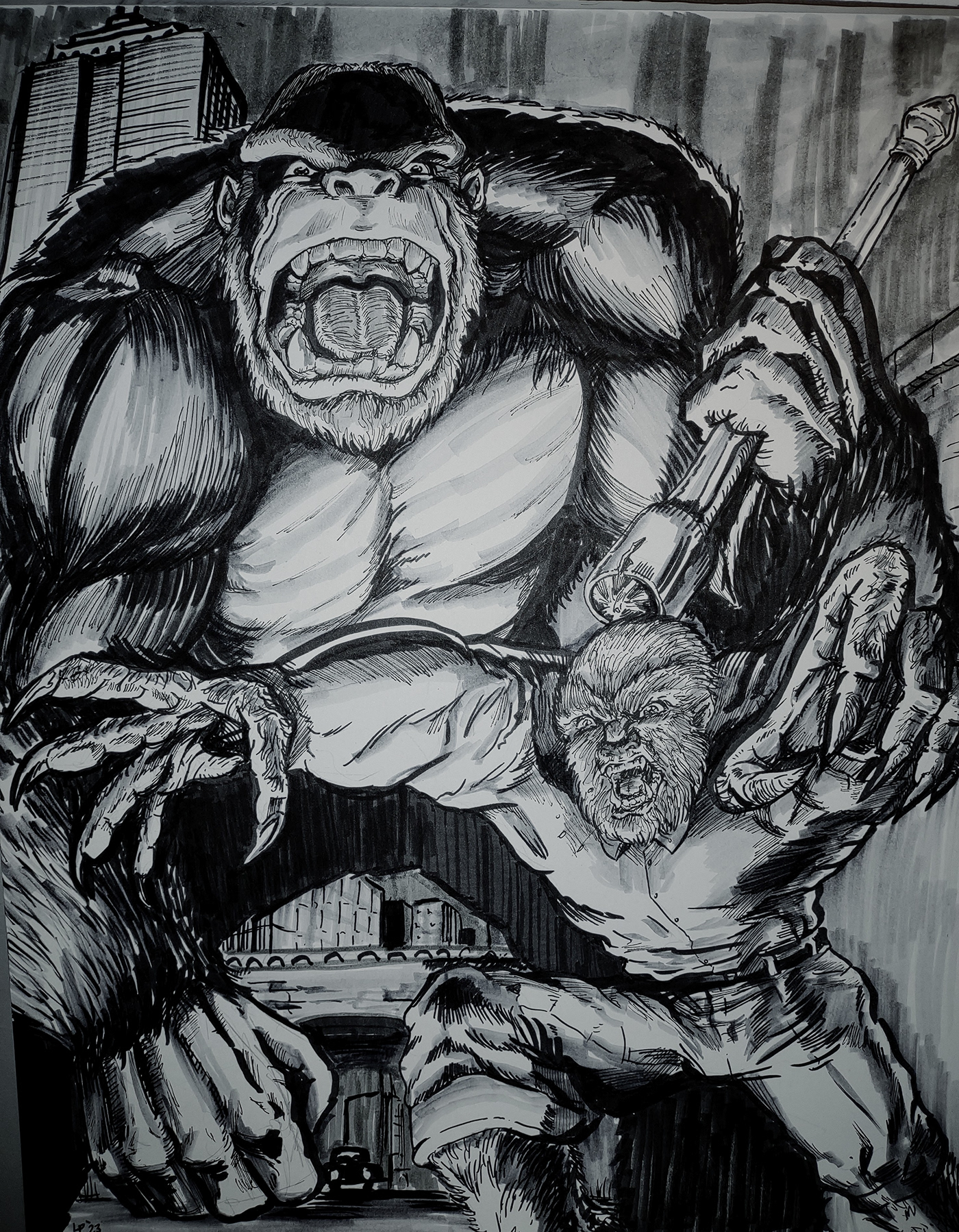 TRADITIONAL ART superheroes monsters Movies Scifi paint Marker Pastels batman Hulk spiderman frankenstein dracula Wolfman Werewolf sketchbook no digital