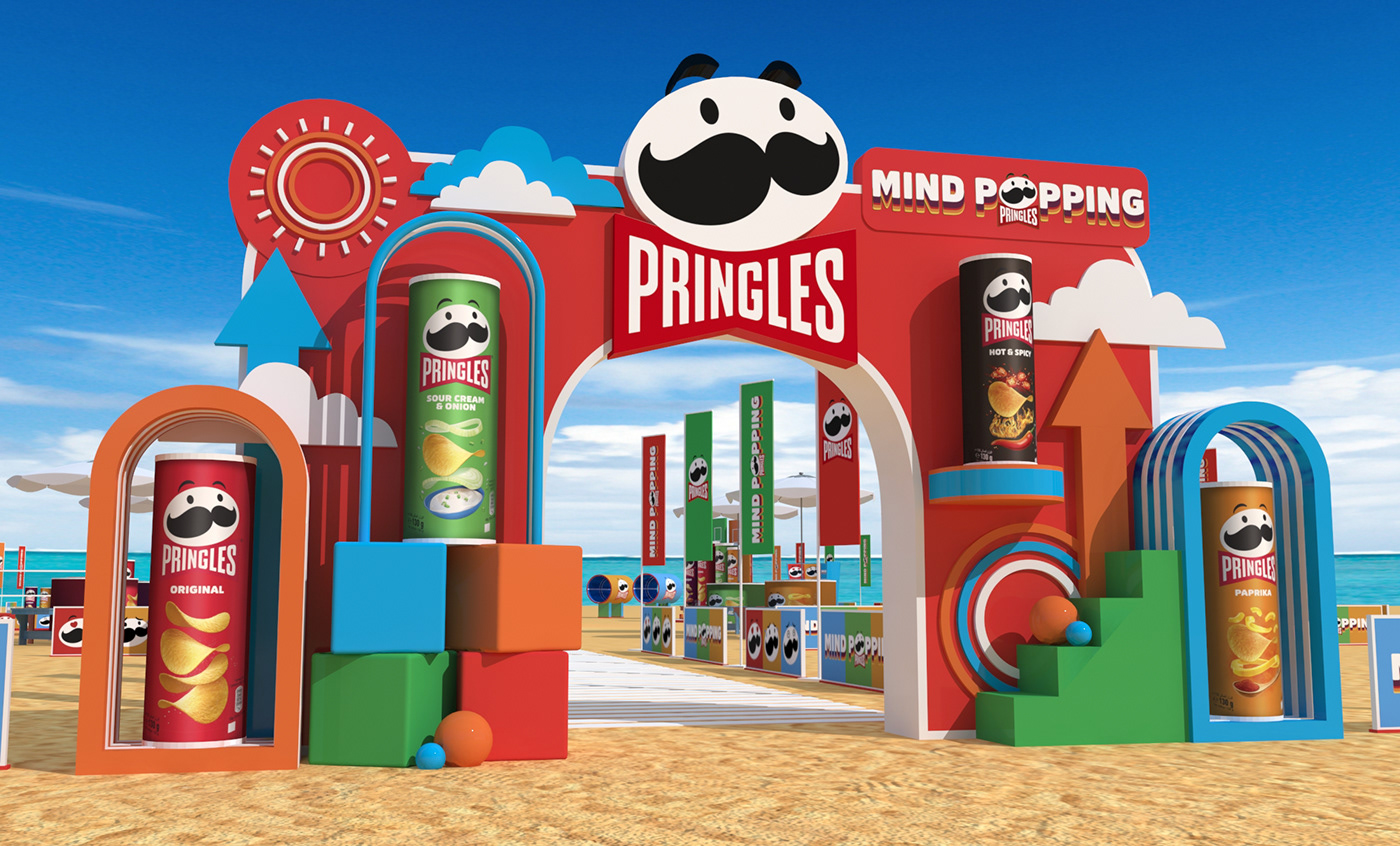 booth 3D 3ds max vray summer beach pringles Advertising  marketing   Exhibition 
