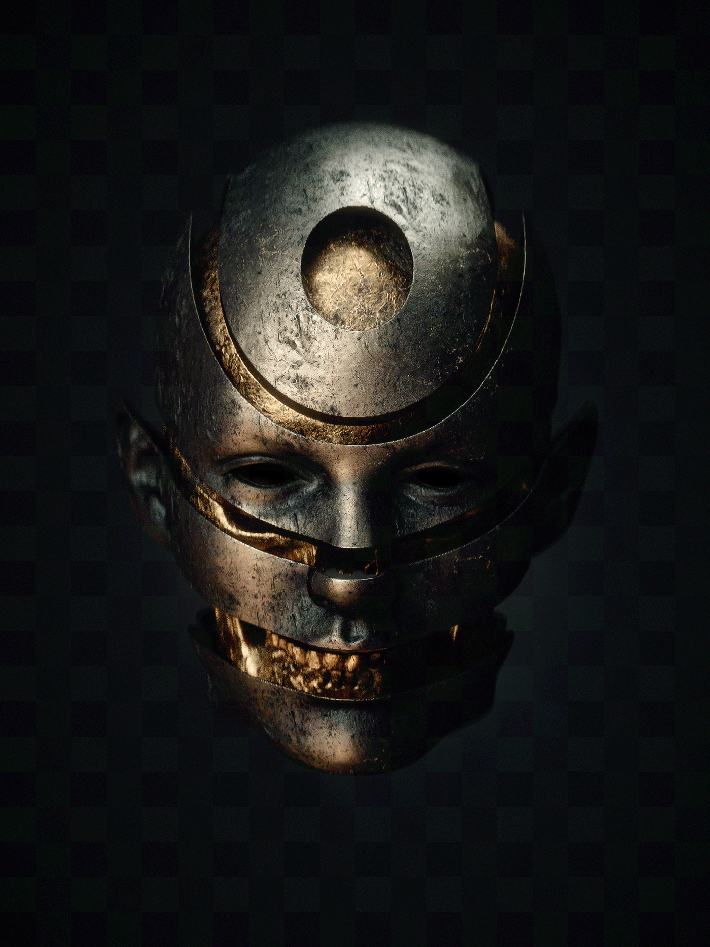 billelis sculpture bronze Zbrush greek statue mask death skull
