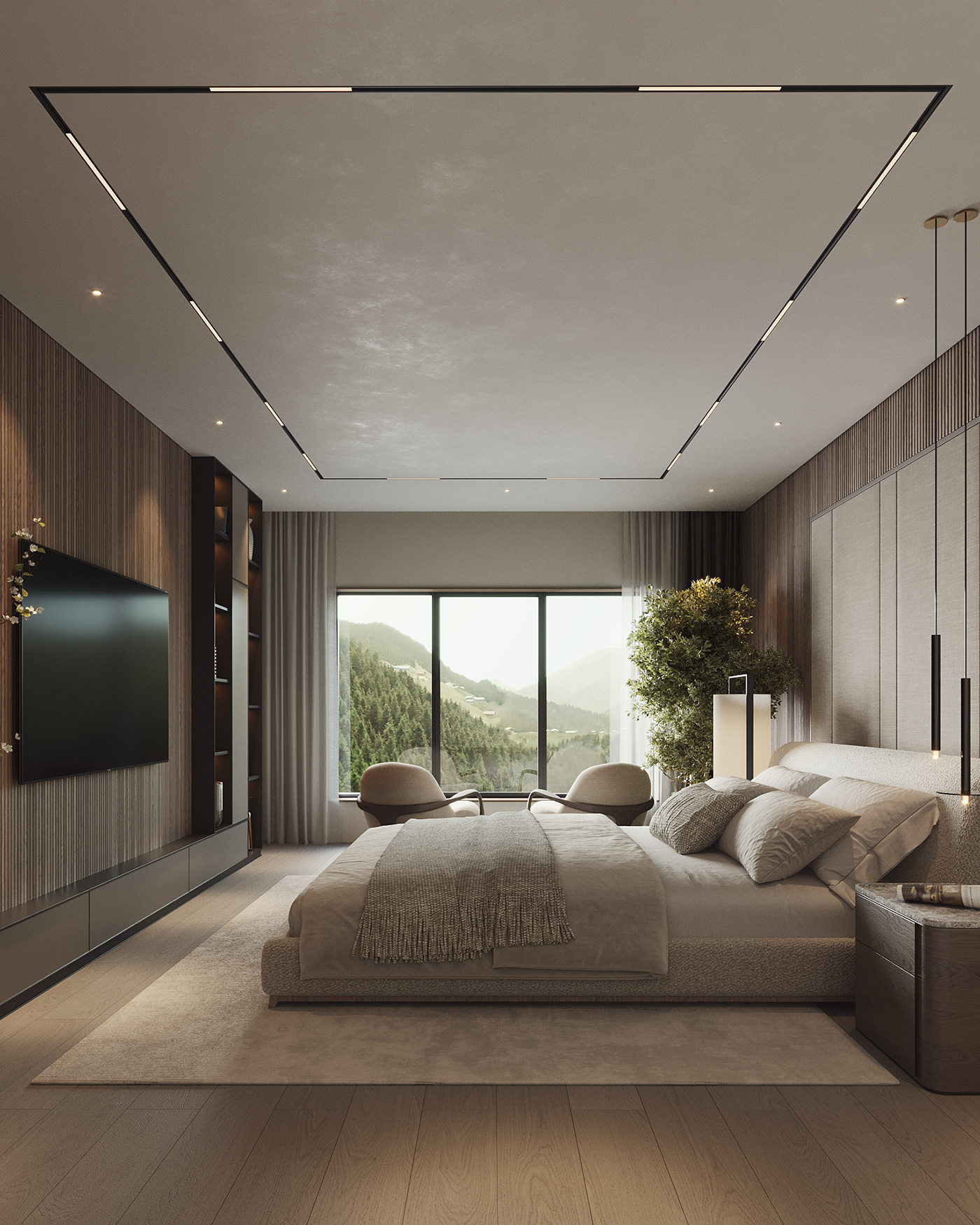 3D 3dsmax architecture CGI bedroom modern visualization design corona Interior