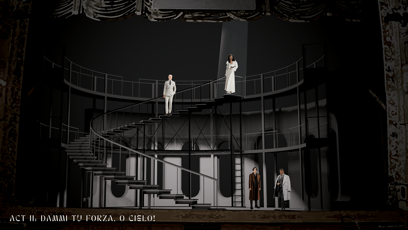 opera Traviata design Theatre Stage Italian Opera scenography 3d modeling animation  Model Making