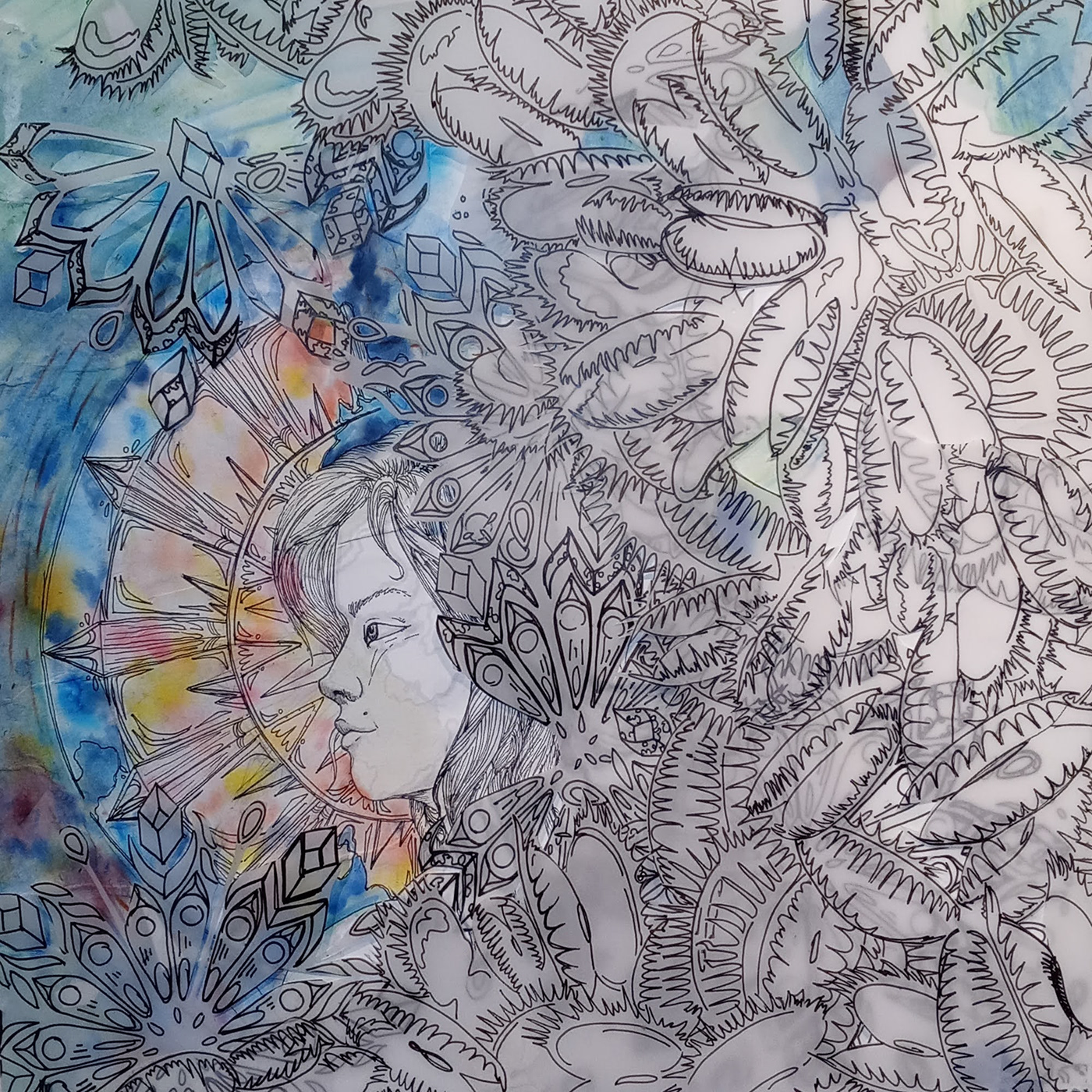 design micron Plant print prints traditonal venus watercolor woman