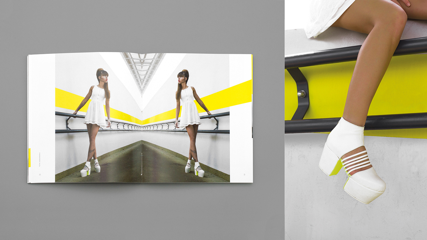 toth Annamaria Lookbook portfolio shoes yellow accessories editorial plexi plexiglass laser laser cut stencil