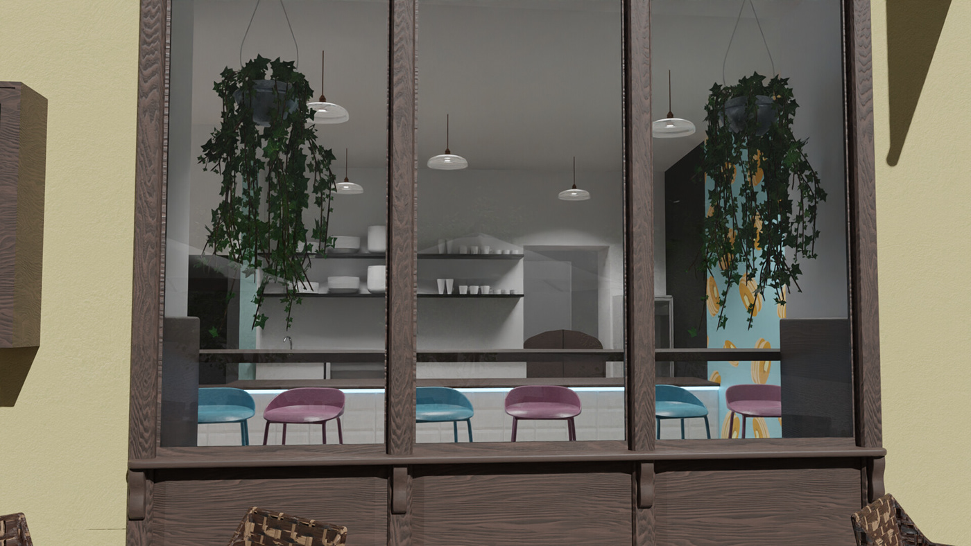 projekt architecture interior design  visualization Render restaraunt pancakes Project Przemyśl restauracja